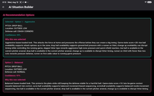 AI Situation Builder showing two recommendation options
